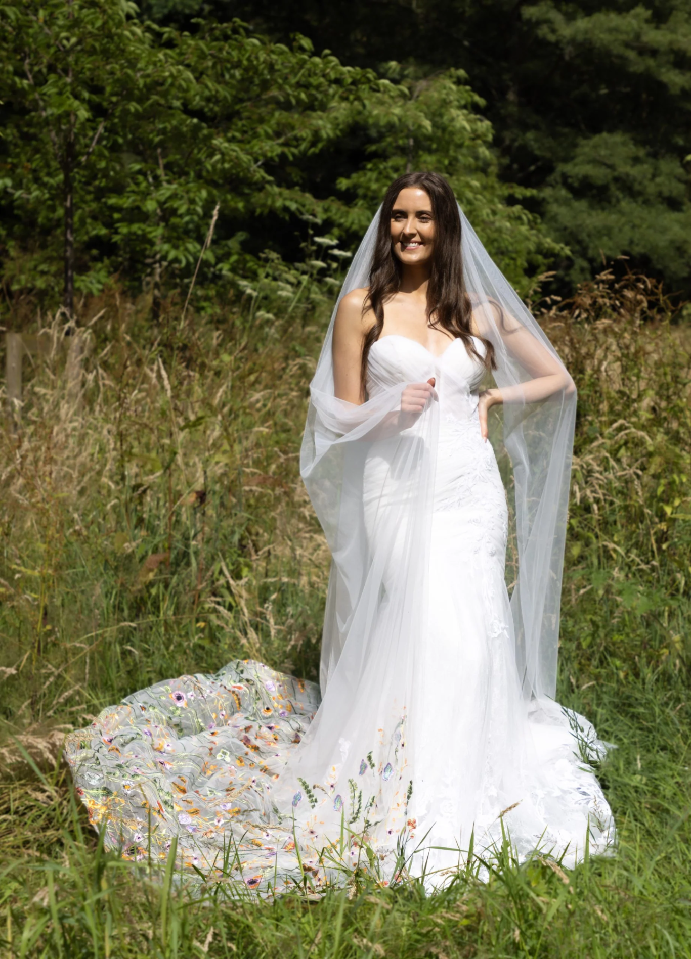 PBV9066 - Multi Floral Embroidered Veil - Single Tier - 300cm Length Only PBV9066 - Multi Floral Embroidered Veil - Single Tier - 300cm Length Only
